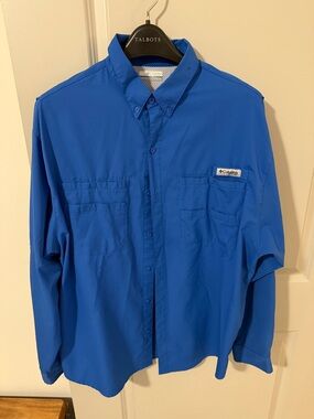Columbia PFG Men's Royal Blue Long-Sleeve Button-Down Shirt
